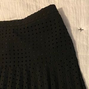 JCrew Black Pinhole Pleated Drop Waist Skirt